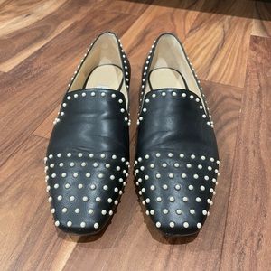 JIMMY CHOO Leather Studded Accents Loafers US 9